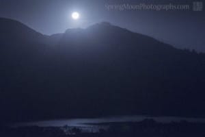 Full Sugar Moon rising over the Russian River in Sonoma county CA