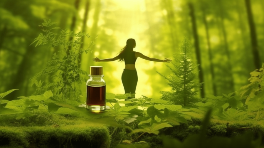 Woman dancing in forest...free from joint pain after using essential oils,